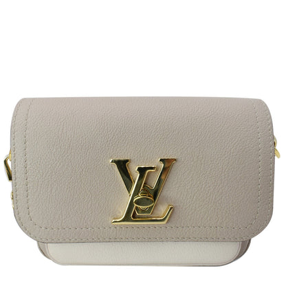 LOUIS VUITTON Lockme Tender Grained Calfskin Leather Shoulder Bag Greige