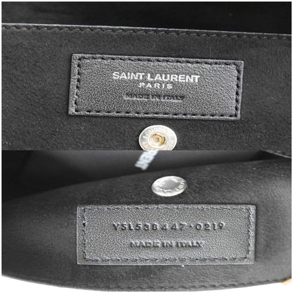 YVES SAINT LAURENT Teddy Lambskin Leather Bucket Shoulder Bag Red