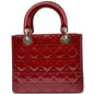 CHRISTIAN DIOR Medium Lady Dior Cannage Patent Leather Shoulder Bag Red