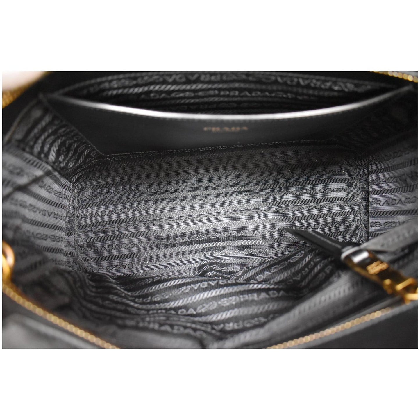 PRADA Borsa A Mano Saffiano Leather Tote Shoulder Bag Black