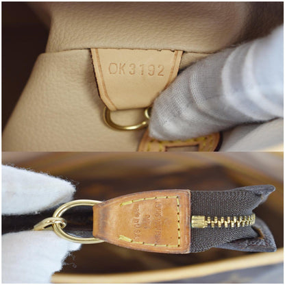 LOUIS VUITTON Petit Bucket Monogram Canvas Shoulder Bag Brown