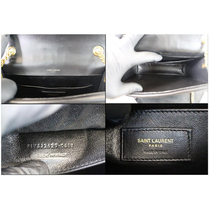 YVES SAINT LAURENT Montaigne Double Flap Leather Shoulder Bag Black