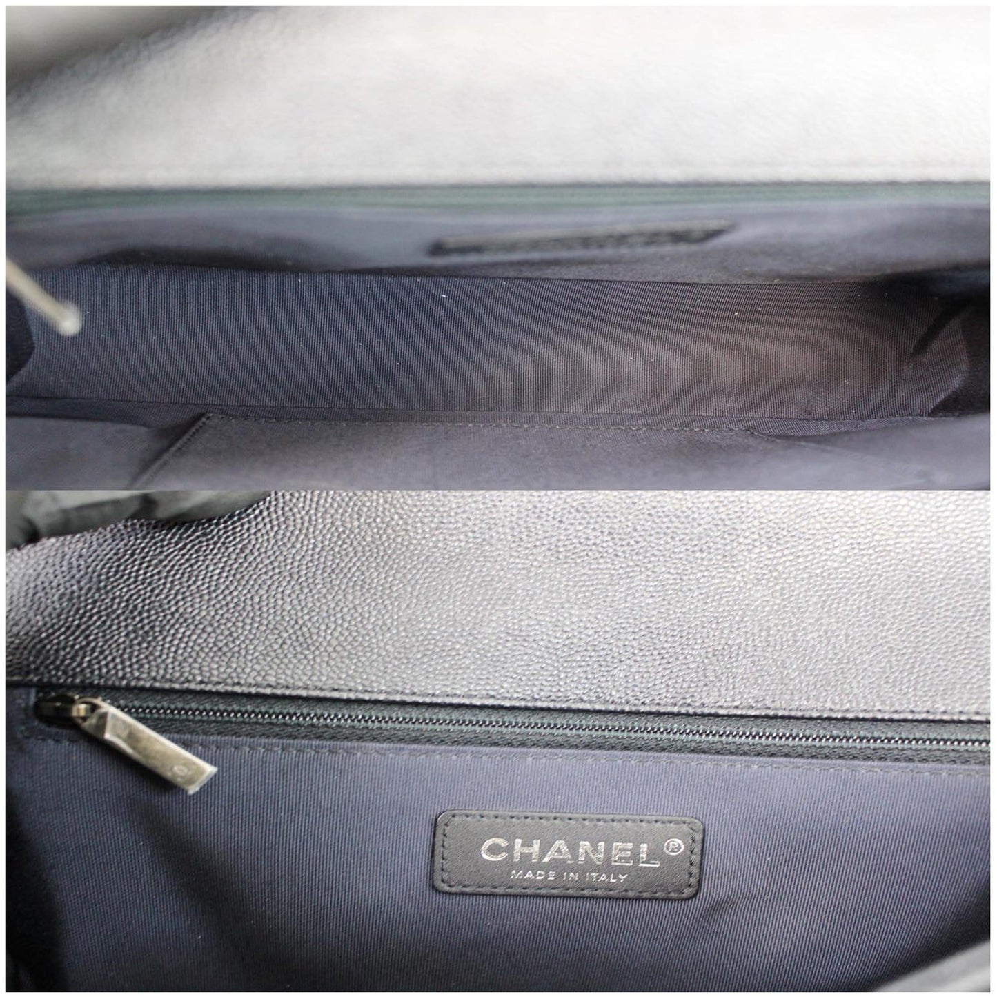Chanel Boy New Medium Chevron Caviar Shoulder Bag Navy