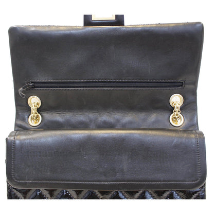 CHANEL Reissue Double Flap Patent Leather Shoulder Bag Black