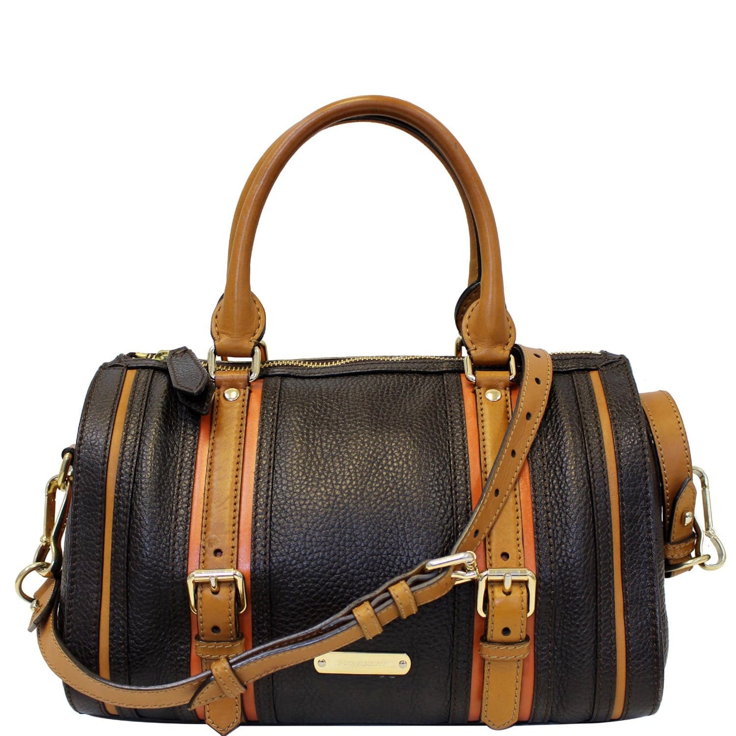 Burberry Alchester Bowling Leather Satchel Shoulder Bag Black