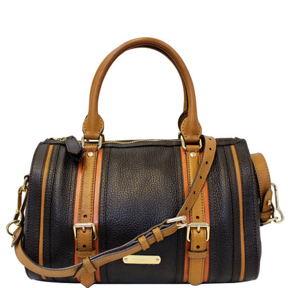 Burberry Alchester Bowling Leather Satchel Shoulder Bag Black
