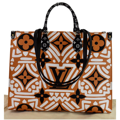 LOUIS VUITTON Onthego GM Crafty Monogram Giant Canvas Shoulder Bag Caramel