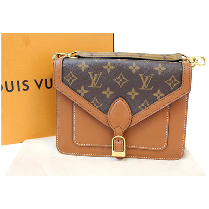 LOUIS VUITTON Biface Calfskin Monogram Canvas Shoulder Bag Brown