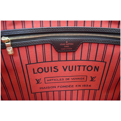 LOUIS VUITTON Neverfull MM Damier Ebene Shoulder Bag Brown