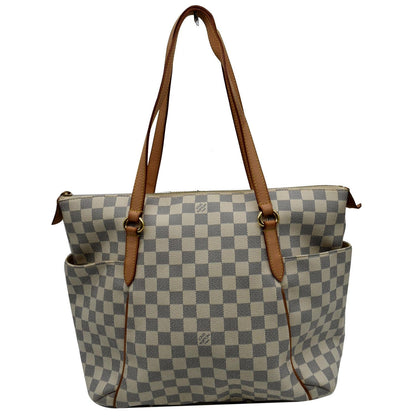LOUIS VUITTON Totally MM Damier Azur Shoulder Bag White