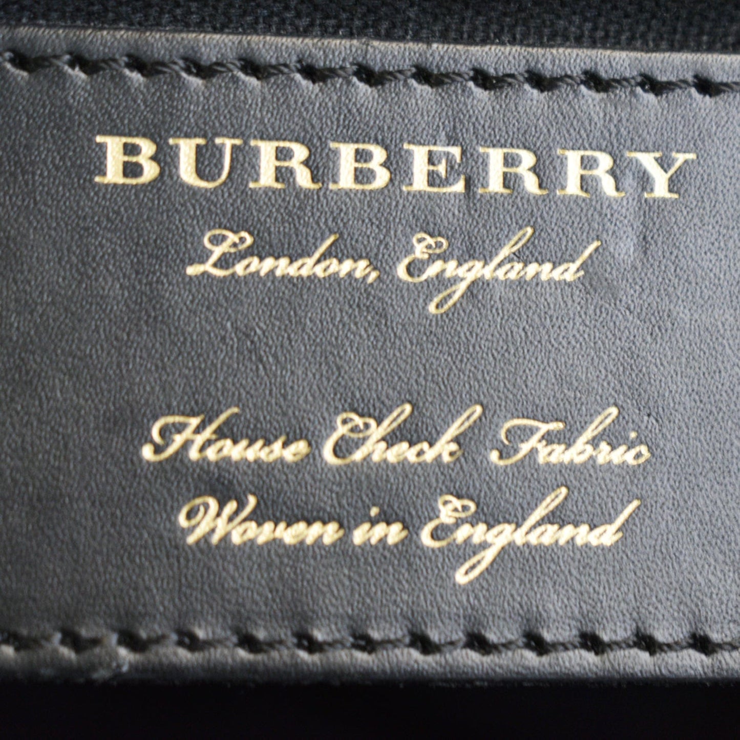 BURBERRY Derby Banner Small House Check Leather Tote Shoulder Bag Black