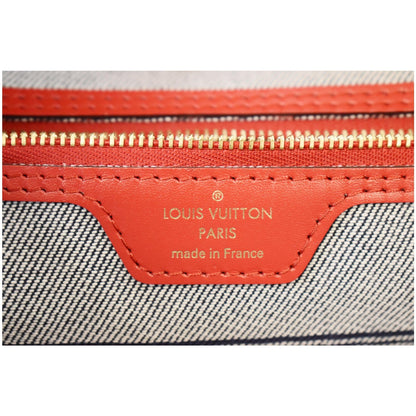 LOUIS VUITTON Neverfull MM Patchwork Monogram Denim Shoulder Bag Blue