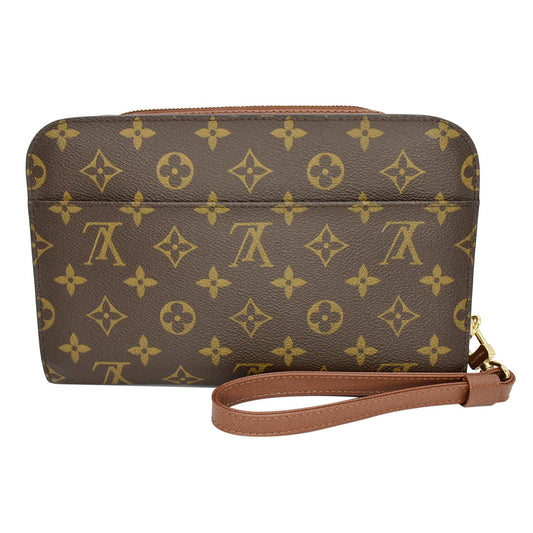LOUIS VUITTON Orsay Monogram Canvas Clutch Bag Brown