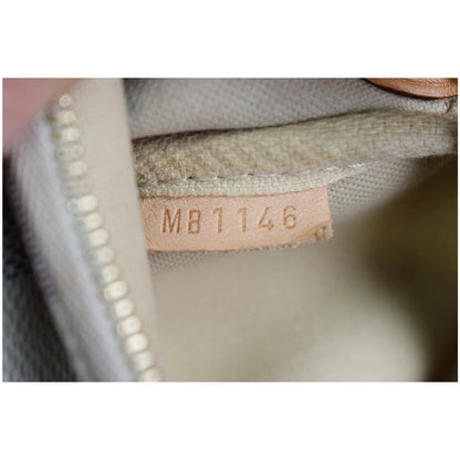 LOUIS VUITTON Pochette Eva Damier Azur Clutch Crossbody Bag White