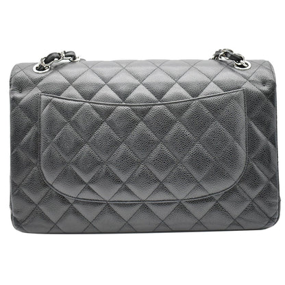 CHANEL Jumbo Double Flap Caviar Leather Shoulder Bag Black- Hot Deals