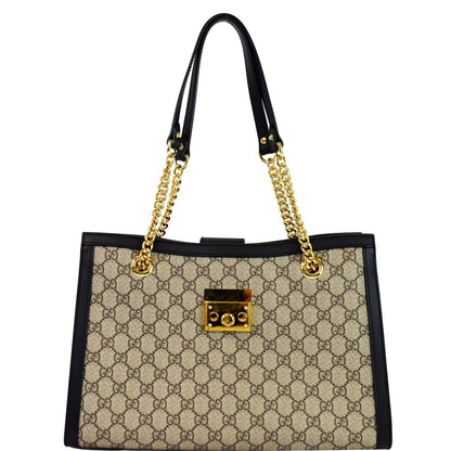 GUCCI Padlock Medium GG Supreme Canvas Shoulder Bag Beige 479197
