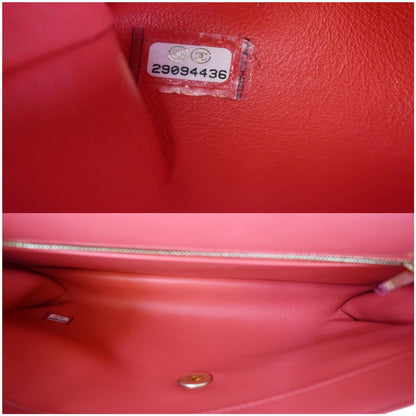 CHANEL Coco Luxe Medium Flap Lambskin Shoulder Bag Red