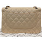 CHANEL Jumbo Double Flap Caviar Leather Shoulder Bag Beige