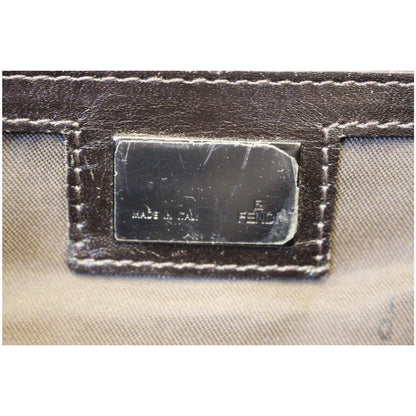 FENDI Zucchino Canvas Shoulder Bag Brown