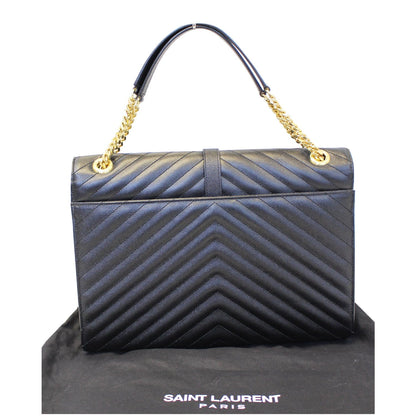 YVES SAINT LAURENT Large Envelope Grain De Poudre Chain Shoulder Bag Black