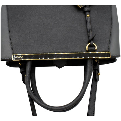 FENDI Petite 2Jours Vitello Elite Leather Tote Shoulder Bag Grey