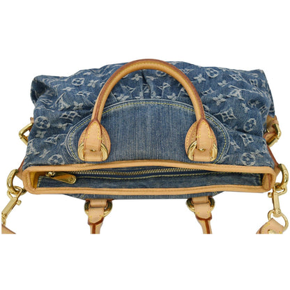 LOUIS VUITTON Cabby MM Monogram Denim Shoulder Bag Blue