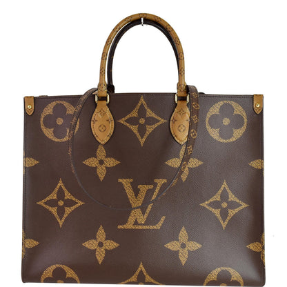 LOUIS VUITTON Onthego GM Reverse Monogram Giant Canvas Shoulder Bag Brown