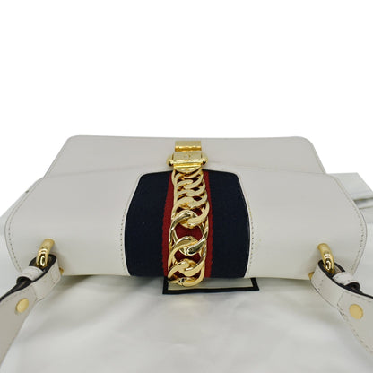 Gucci Sylvie Small Leather Shoulder Bag White 421882