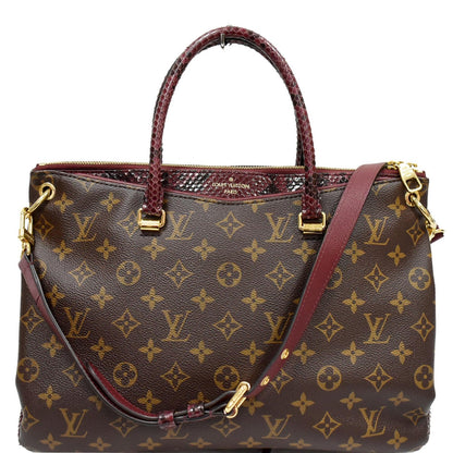 LOUIS VUITTON Pallas Python Monogram Canvas Shoulder Bag Bordeaux