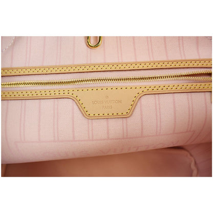 LOUIS VUITTON Neverfull MM Damier Azur Shoulder Bag White
