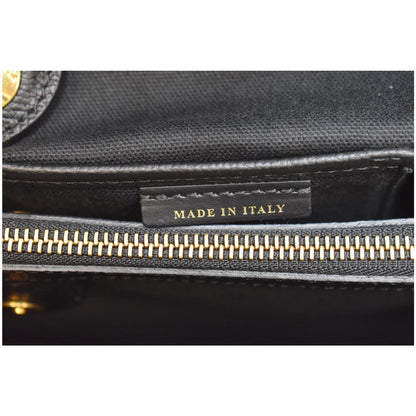 BURBERRY Large Banner Calfskin House Check Leather Tote Shoulder Bag Black