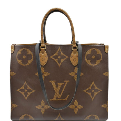LOUIS VUITTON Onthego GM Giant Monogram Canvas Tote Shoulder Bag Brown