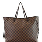 LOUIS VUITTON Neverfull GM Damier Ebene Tote Shoulder Bag Brown