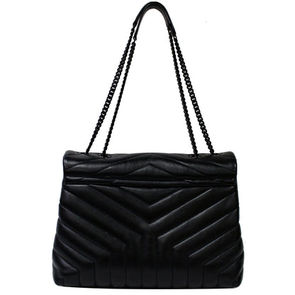 YVES SAINT LAURENT Medium Loulou Matelasse Leather Chain Shoulder Bag Black