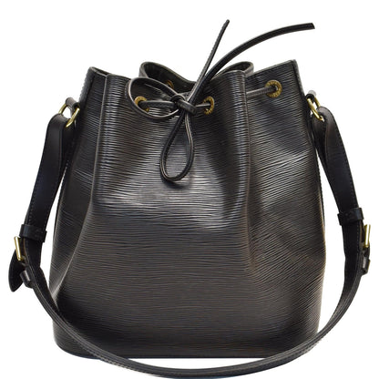 LOUIS VUITTON Petit Noe Epi Leather Shoulder Bag Black