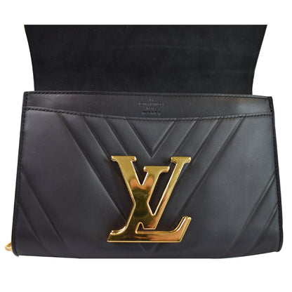 LOUIS VUITTON Airy V Louise GM Calfskin Pochette Chain Shoulder Bag Black