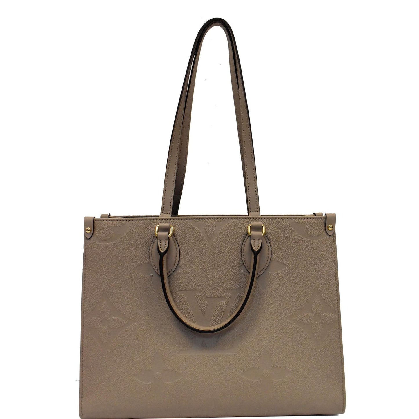LOUIS VUITTON Onthego MM Monogram Empreinte Shoulder Bag Tourterelle