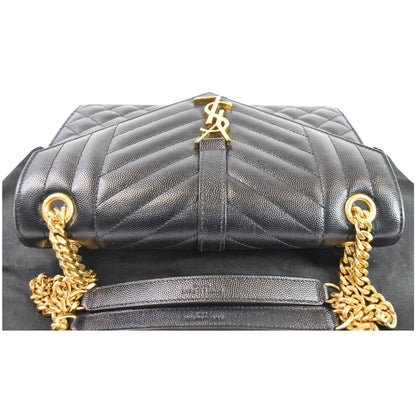 YVES SAINT LAURENT Envelope Medium Chain Leather Shoulder Bag Black
