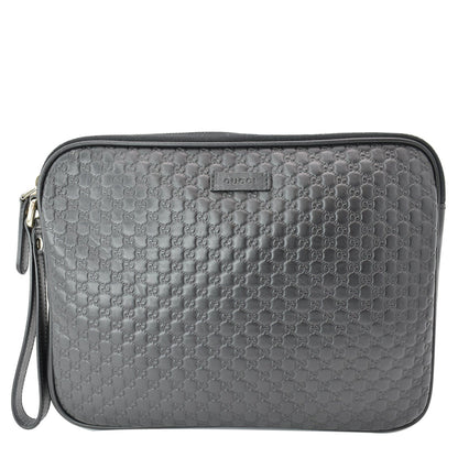 GUCCI Microguccissima Leather Clutch Bag Black 607726