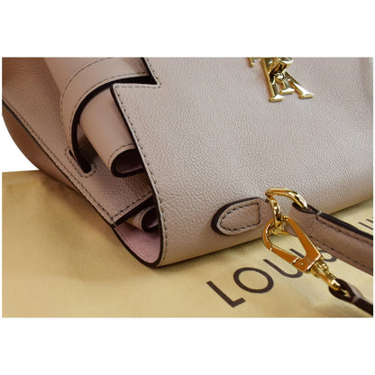 Louis Vuitton Lockme Ever MM Pebbled Leather Shoulder Bag Greige