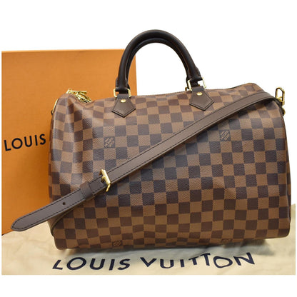 LOUIS VUITTON Speedy 35 Bandouliere Damier Ebene Shoulder Bag Brown