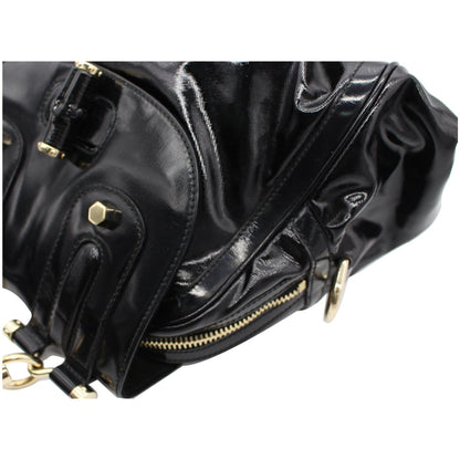 GUCCI Pop Bamboo Dialux Coated Canvas Top Handle Shoulder Bag Black 190256