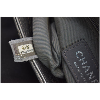 CHANEL Casual Pocket Flap Caviar Messenger Shoulder Bag Silver