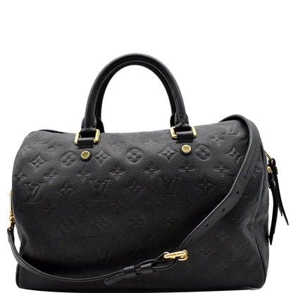 LOUIS VUITTON Speedy 30 Bandouliere Monogram Empreinte Leather Shoulder Bag Black