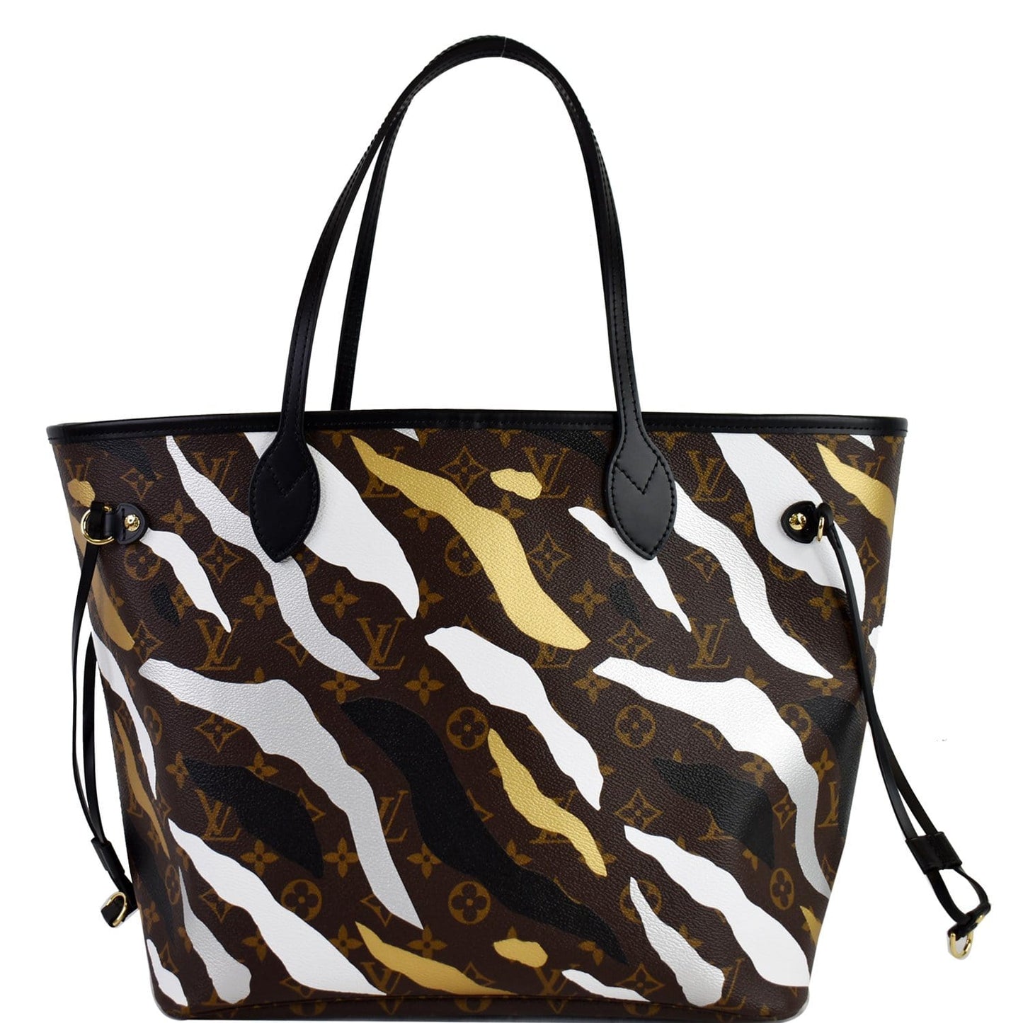 LOUIS VUITTON LVXLOL Neverfull MM Monogram Canvas Shoulder Bag Gold Silver