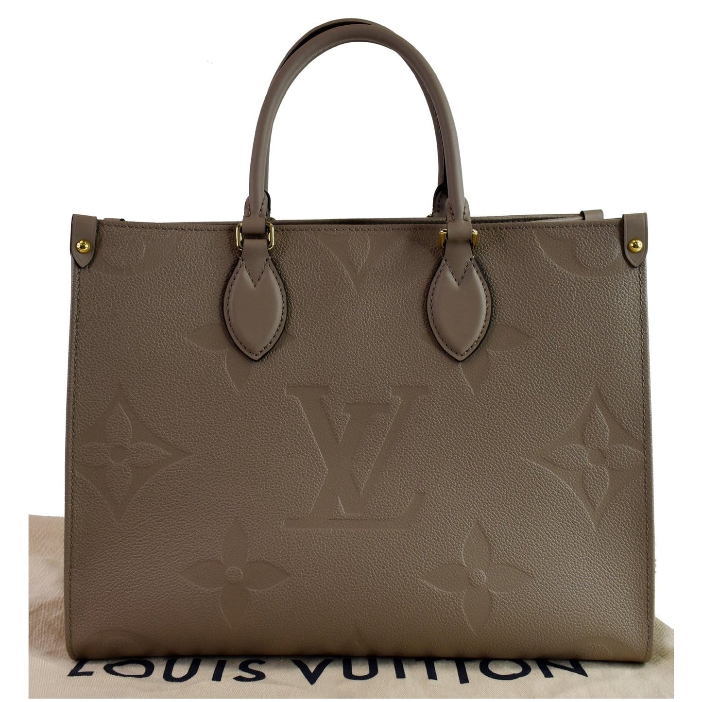 LOUIS VUITTON Onthego MM Monogram Empreinte Shoulder Bag Tourterelle