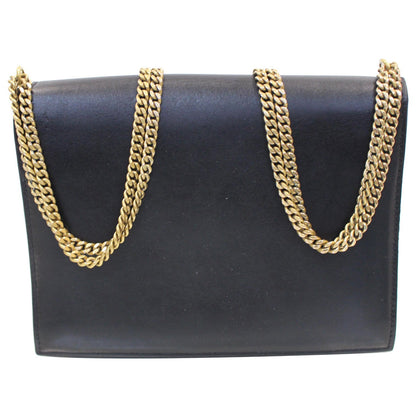 YVES SAINT LAURENT Cassandra Medium Monogram Clasp Shoulder Bag Black