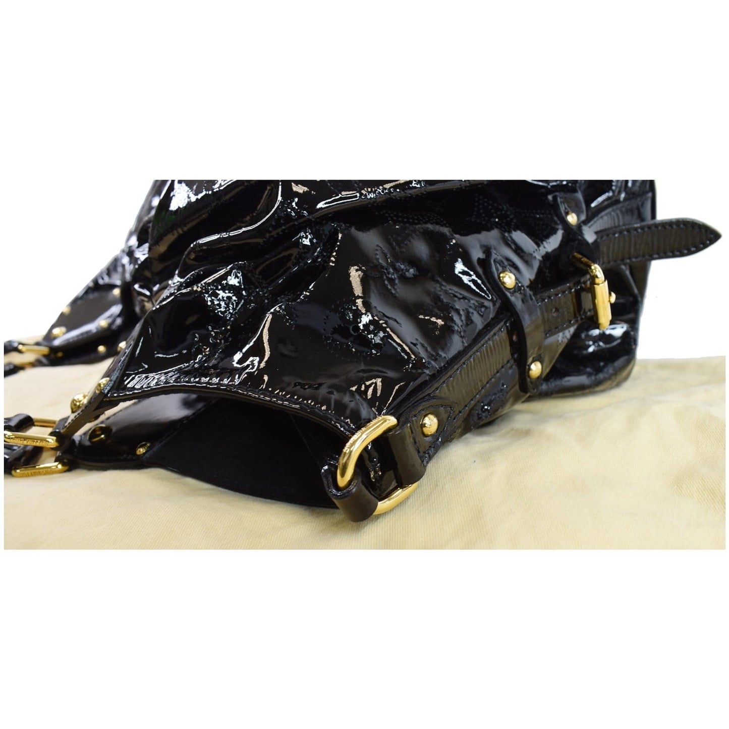 LOUIS VUITTON Mahina XL Patent Leather Shoulder Bag Black