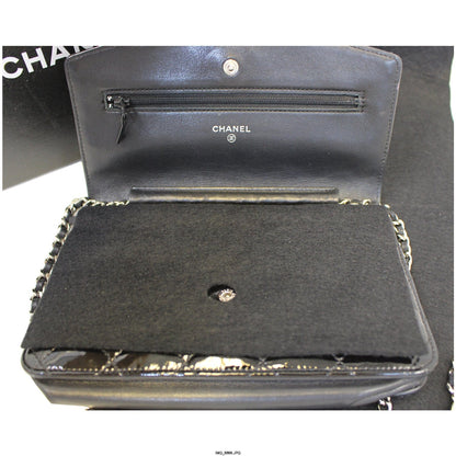 CHANEL Wallet On Chain Patent Leather Shoulder Crossbody Bag