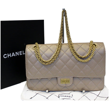 CHANEL Reissue Mademoiselle Lock Calfskin Leather Shoulder Bag Beige